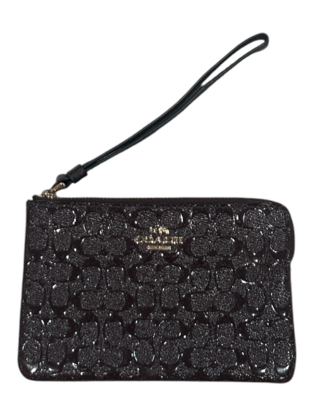 Coach F1792 Brown Signature C Embossed Wristlet